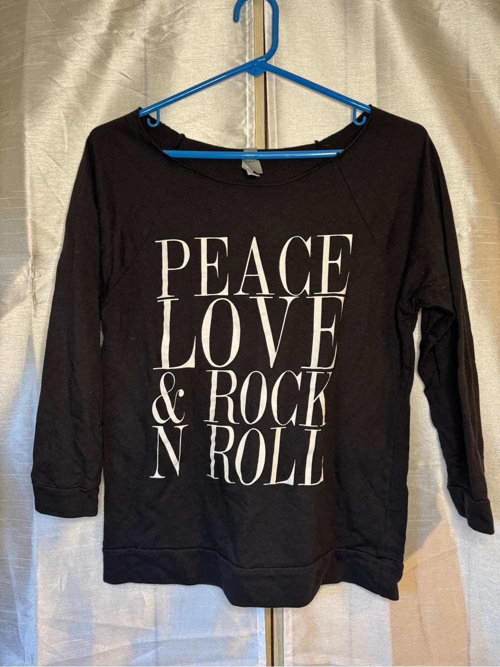 Peace Love & Rock N Roll Graphic woman’s Top - Black